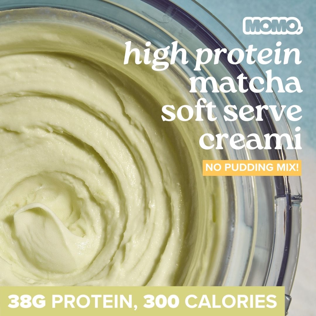 delicious and creamy high protein MOMO matcha soft serve ice cream