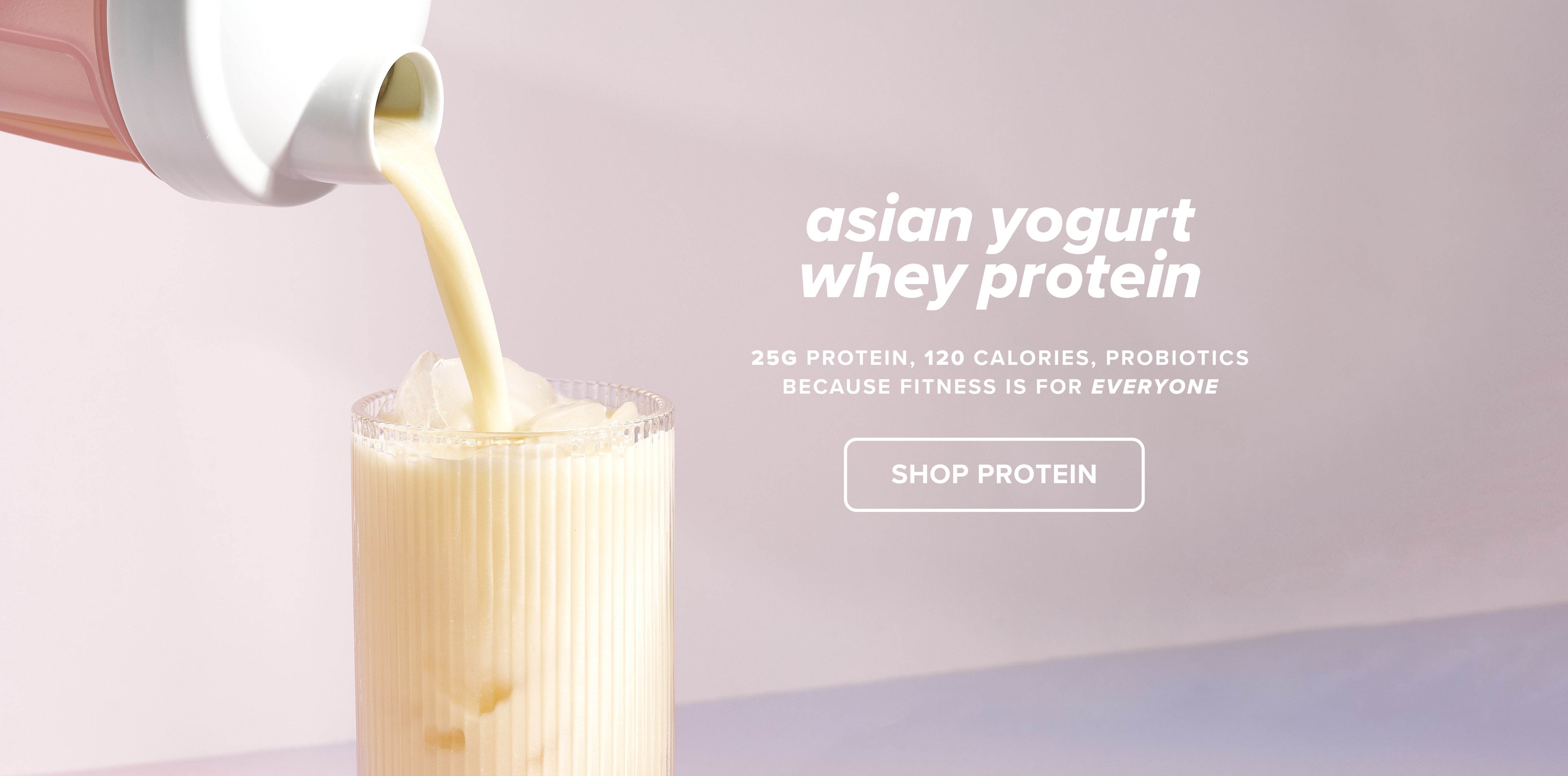 MOMO smooth Asian Yogurt Whey Protein poured into a glass