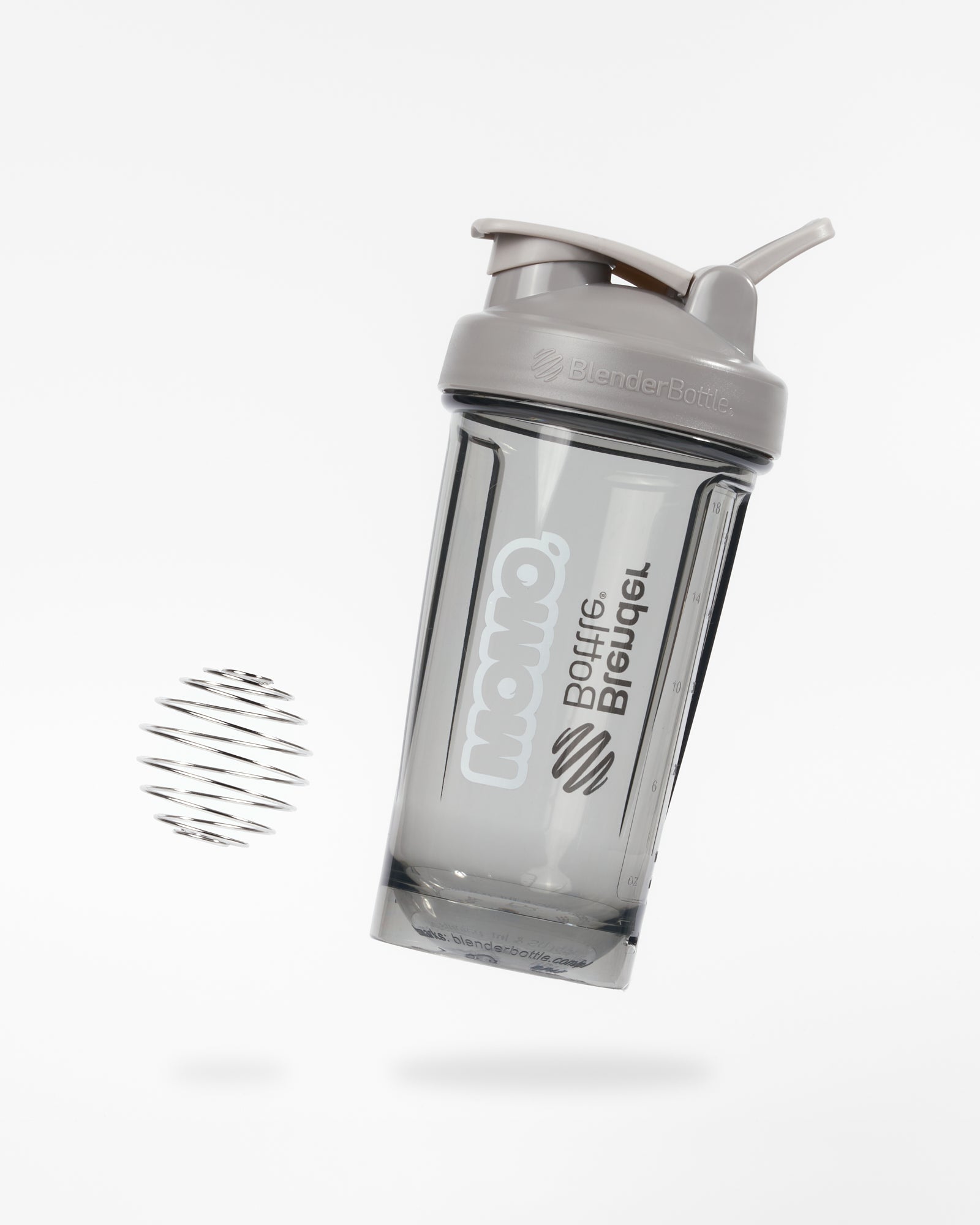 MOMO 24oz Smoke Gray BlenderBottle with wire whisk