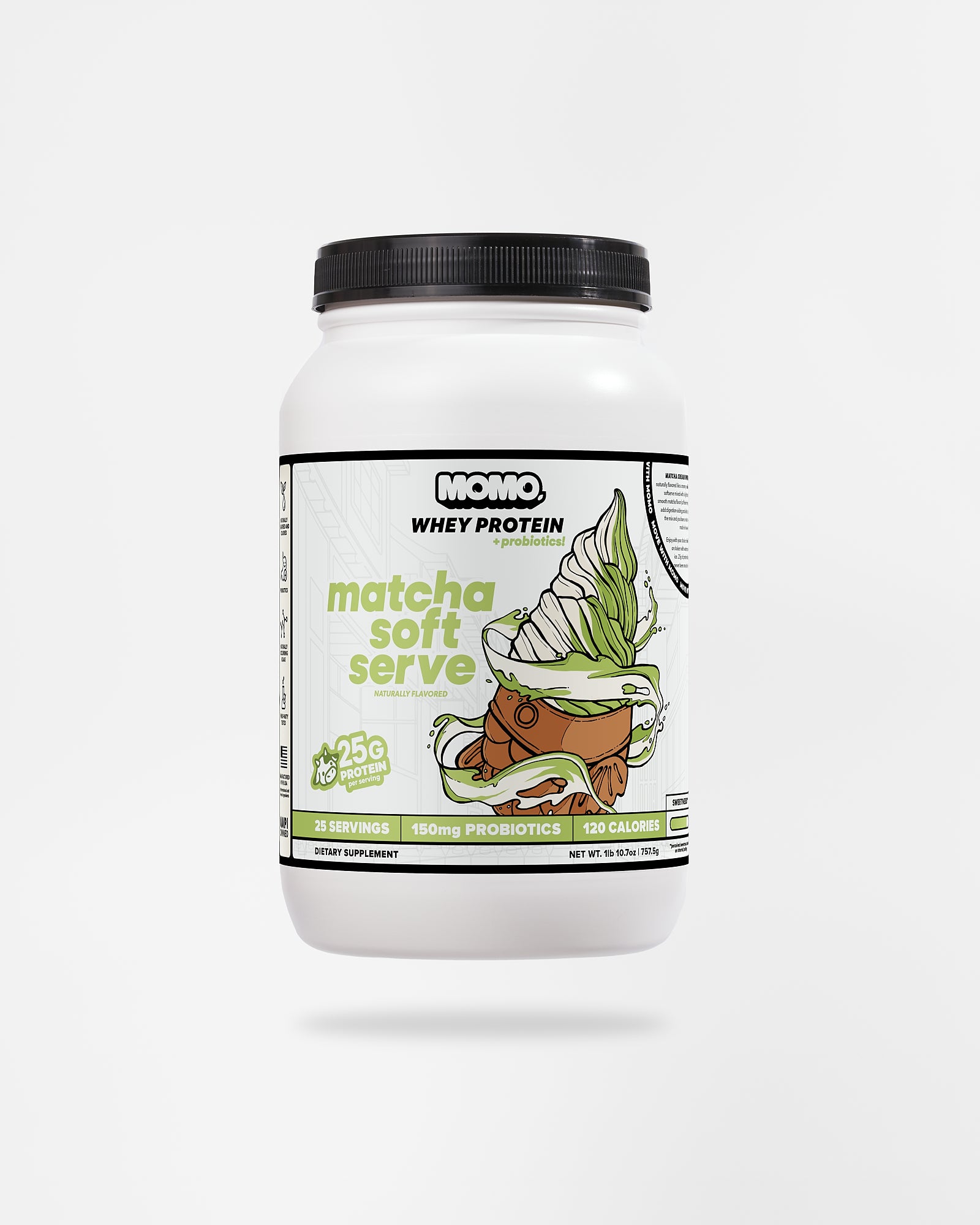 MOMO Matcha soft serve whey protein, 25 serving size